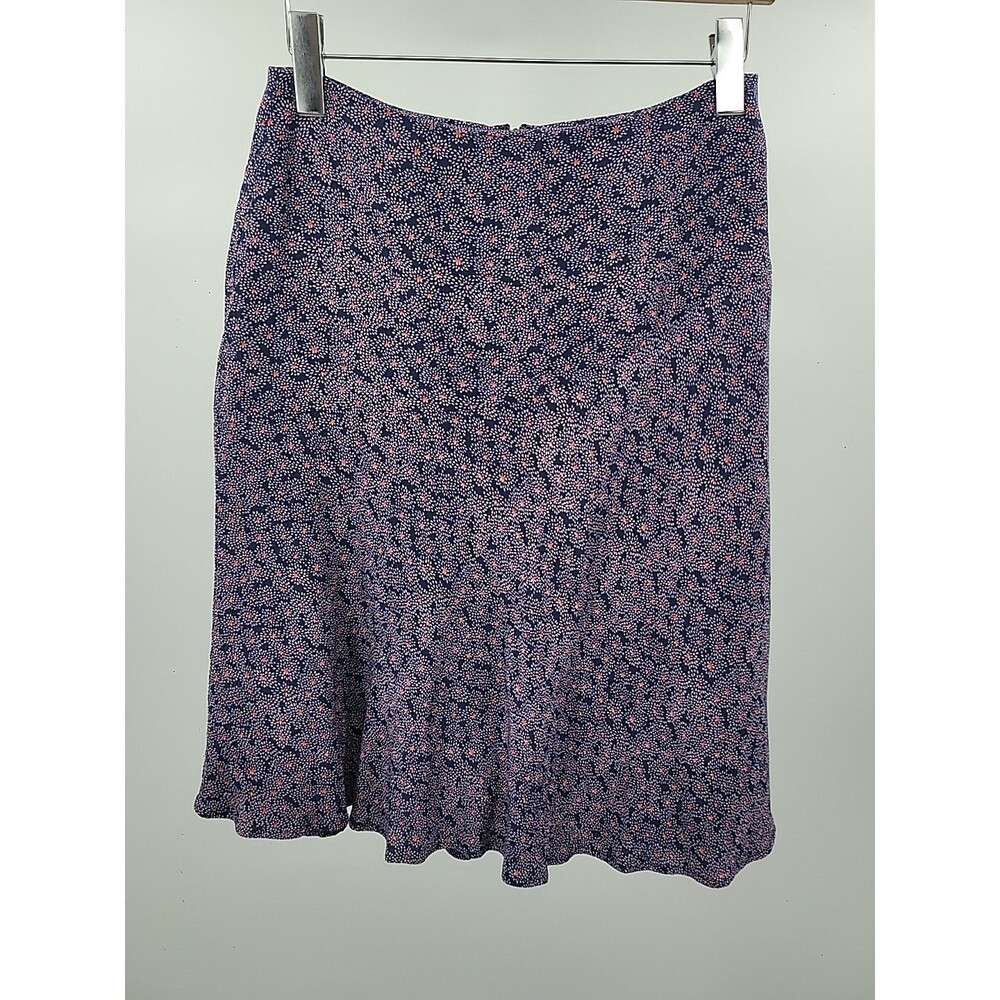 Boden Virginia Navy Floral Spray Skirt Sz 4L Preppy Office Work Teacher Casual
